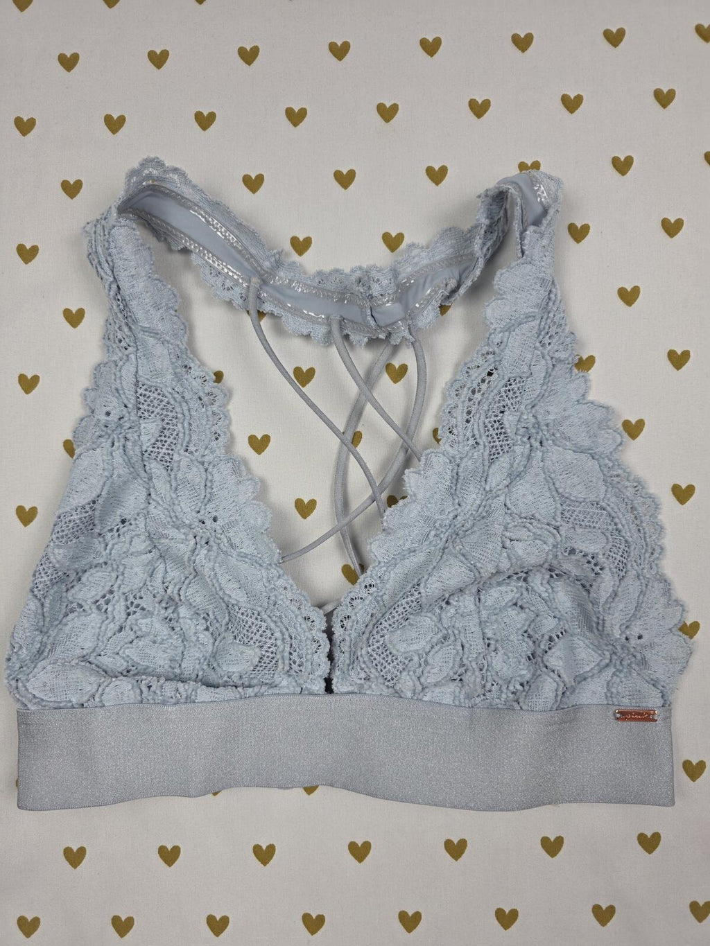 Victorias Secret Pink Blue Racerback Caged Lace SMALL Bralette Bra Top Tank