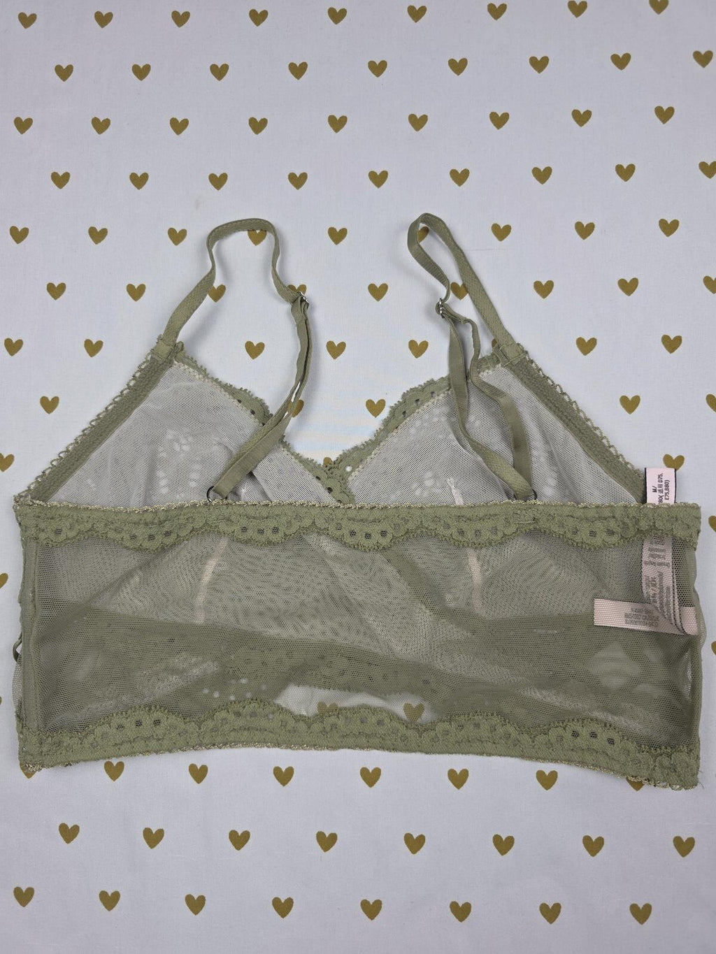 Victorias Secret Green Lace Cute Sheer MEDIUM Bralette Bra Top Tank