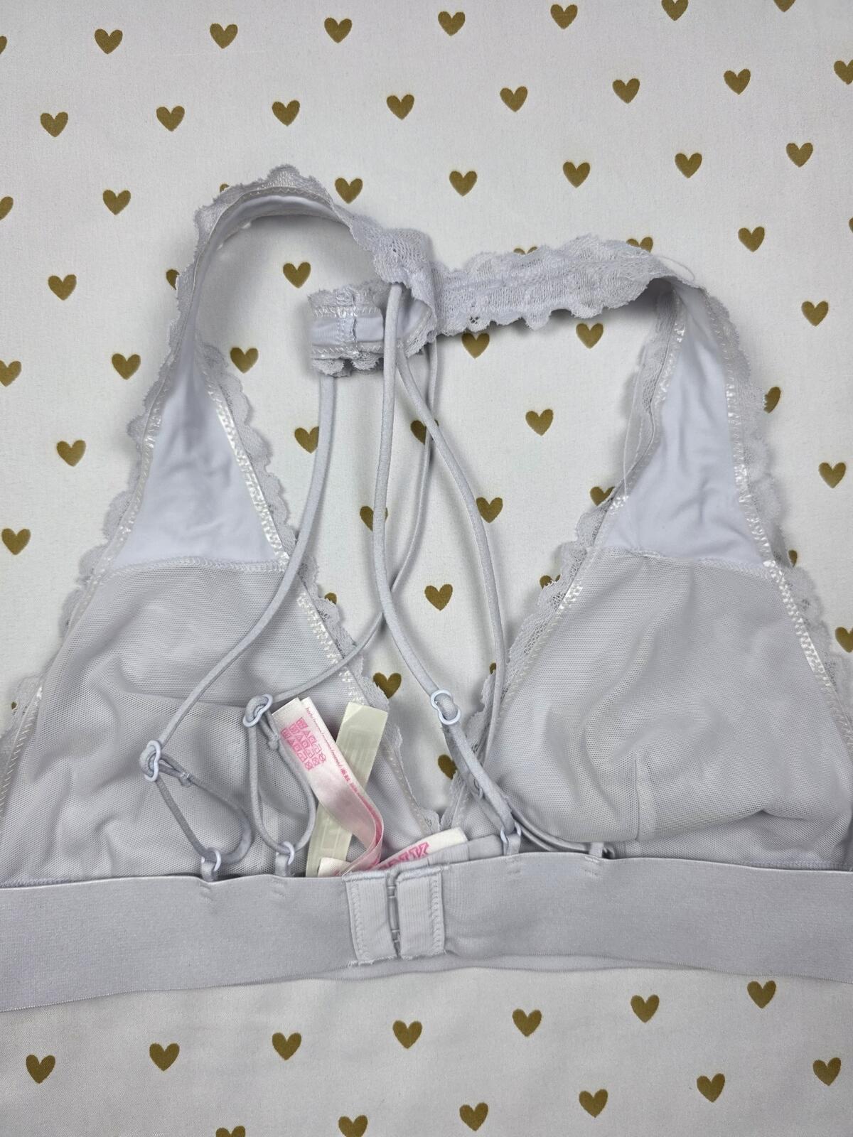 Victorias Secret Pink Blue Lacey Strappy Small Bralette Bra Top Tank