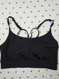 Victorias Secret Pink Black Strappy Sports Bra Bralette Bra Top Tank Small