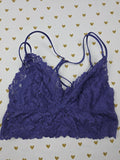 Victorias Secret Pink Blue Lace Strappy Small Bralette Bra Top Tank