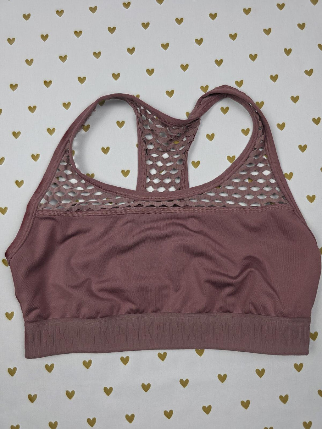 Victorias Secret Pink Active Rose Mesh Large Bralette Bra Top Tank