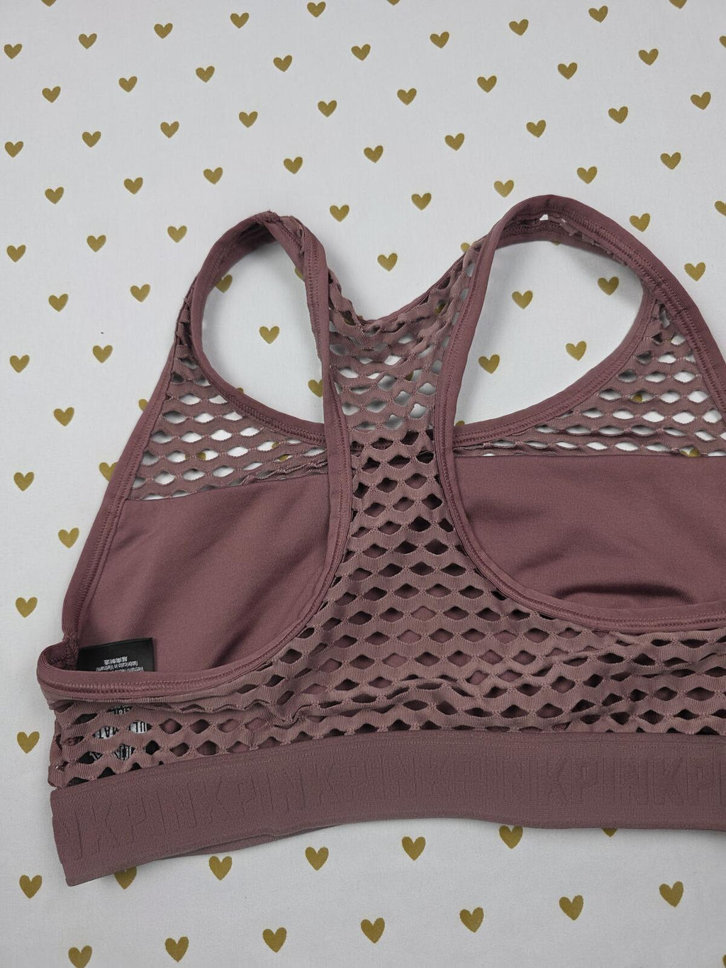 Victorias Secret Pink Active Rose Mesh Large Bralette Bra Top Tank