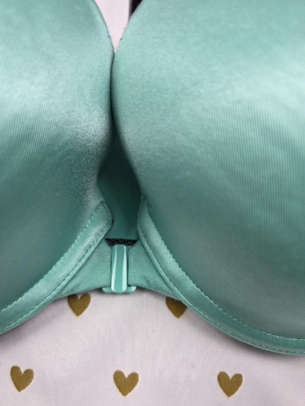 Victorias Secret Front Close racerback Satin Mint bra Semi Demi Balconette 32DD