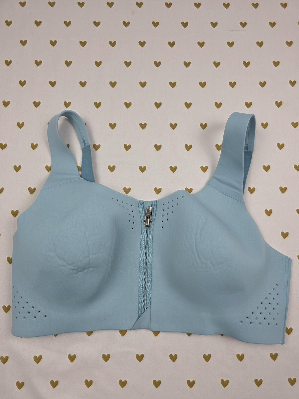 Victorias Secret Blue Vented SPORTS BRA Zip Supportive Exercise Support 34C