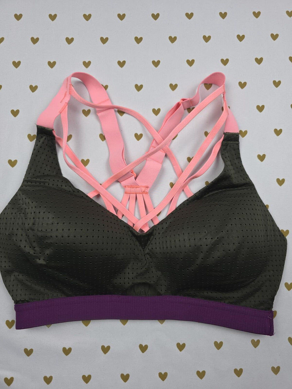 Victorias Secret Strappy Neon SPORTS BRA Green 32C Exercise Support