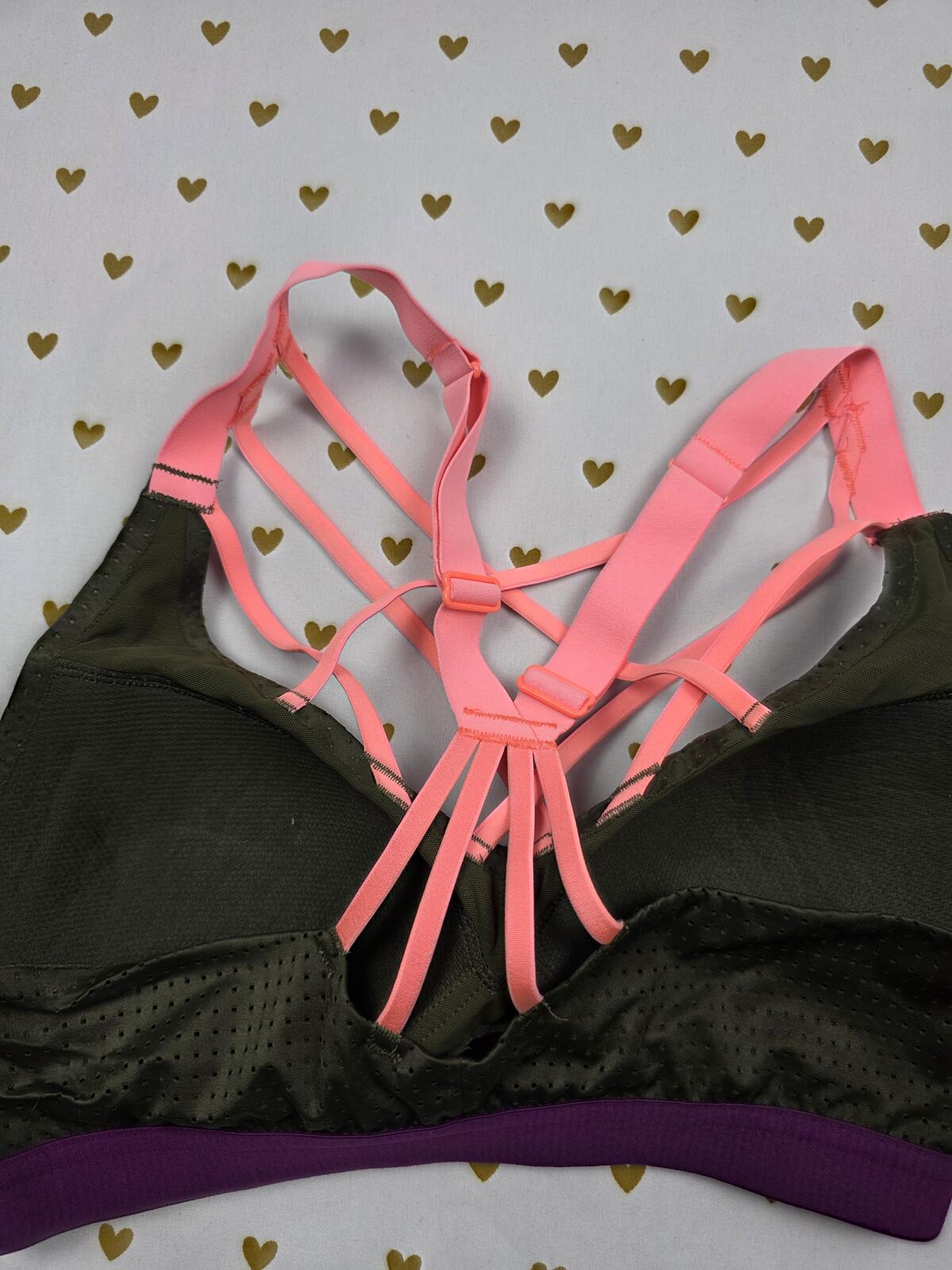 Victorias Secret Strappy Neon SPORTS BRA Green 32C Exercise Support