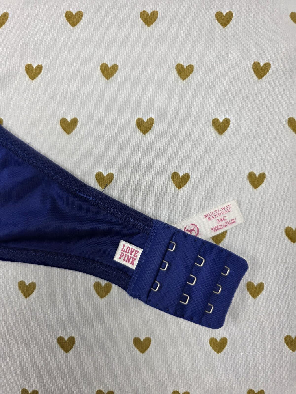 Victorias Secret PINK Vintage Bandeau Strapless Multiway Bra Blue 34C