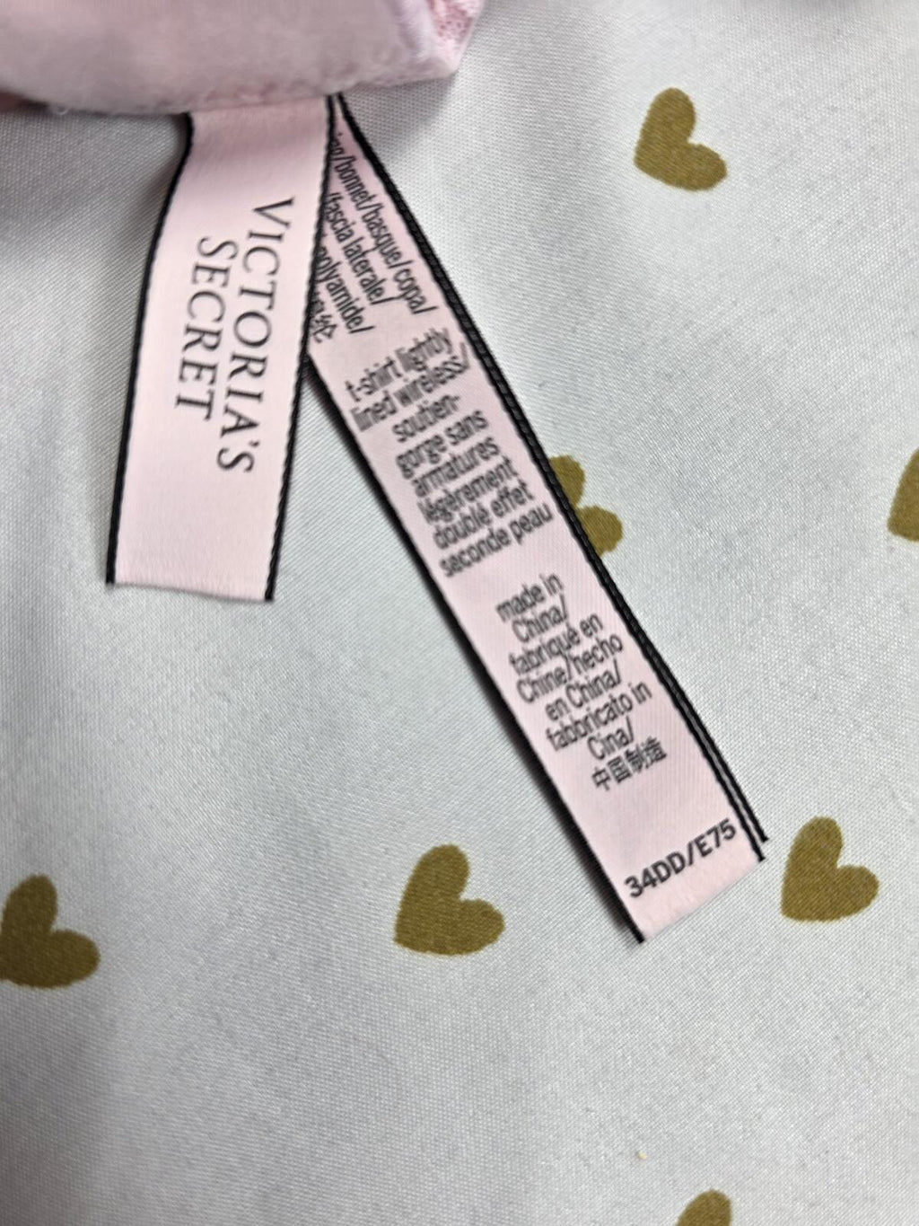 Victorias Secret Logo Strap Wireless No Wire  T Shirt Lightly Lined Bra 34DD