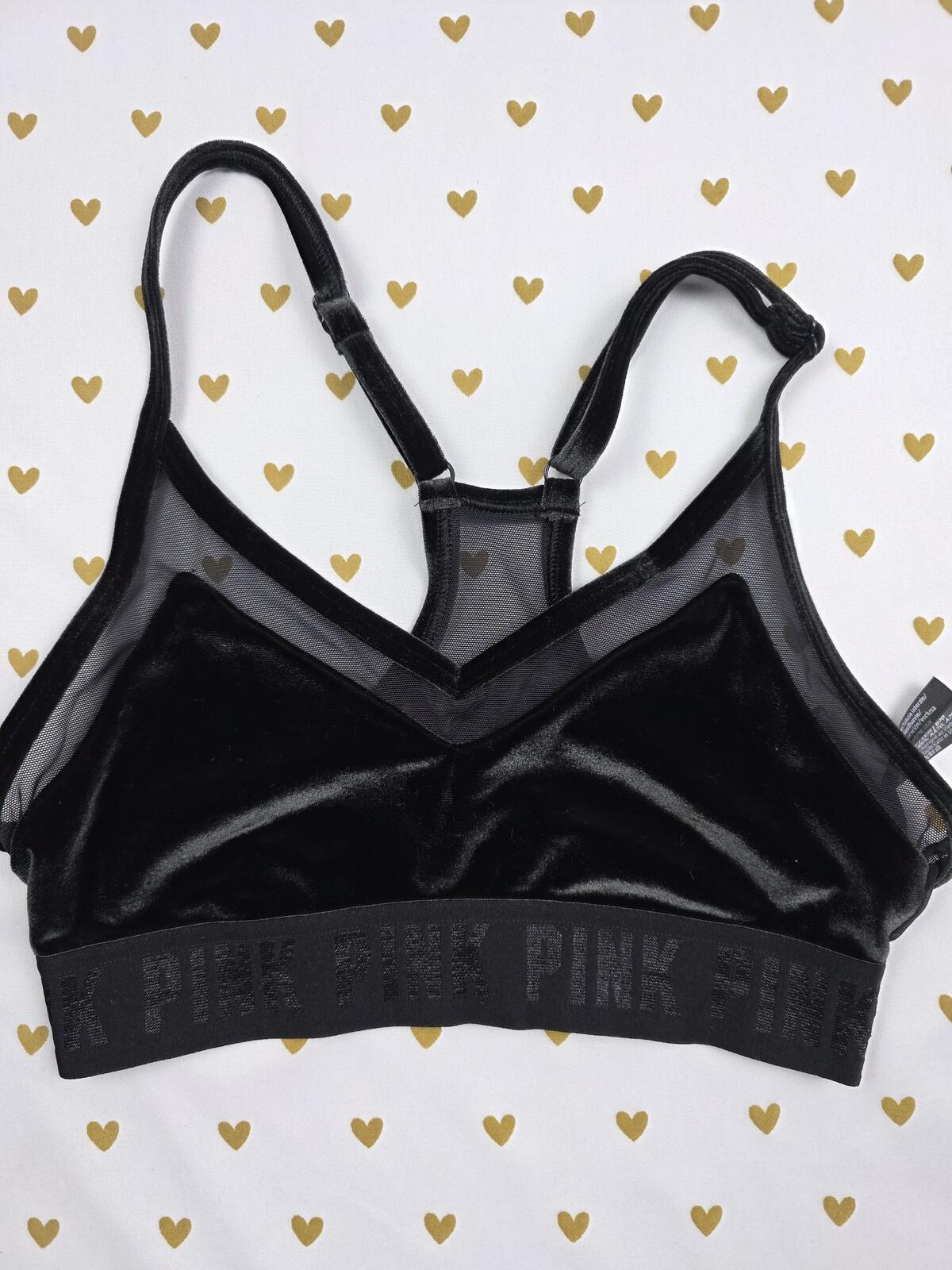 Victorias Secret Pink Velved  Lightly Lined bralette Bra Top Tank XS