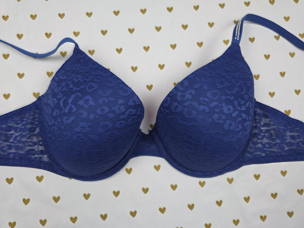 Victorias Secret PINK Bling Strap Studded leopard cheetah Bra Push Up 38C