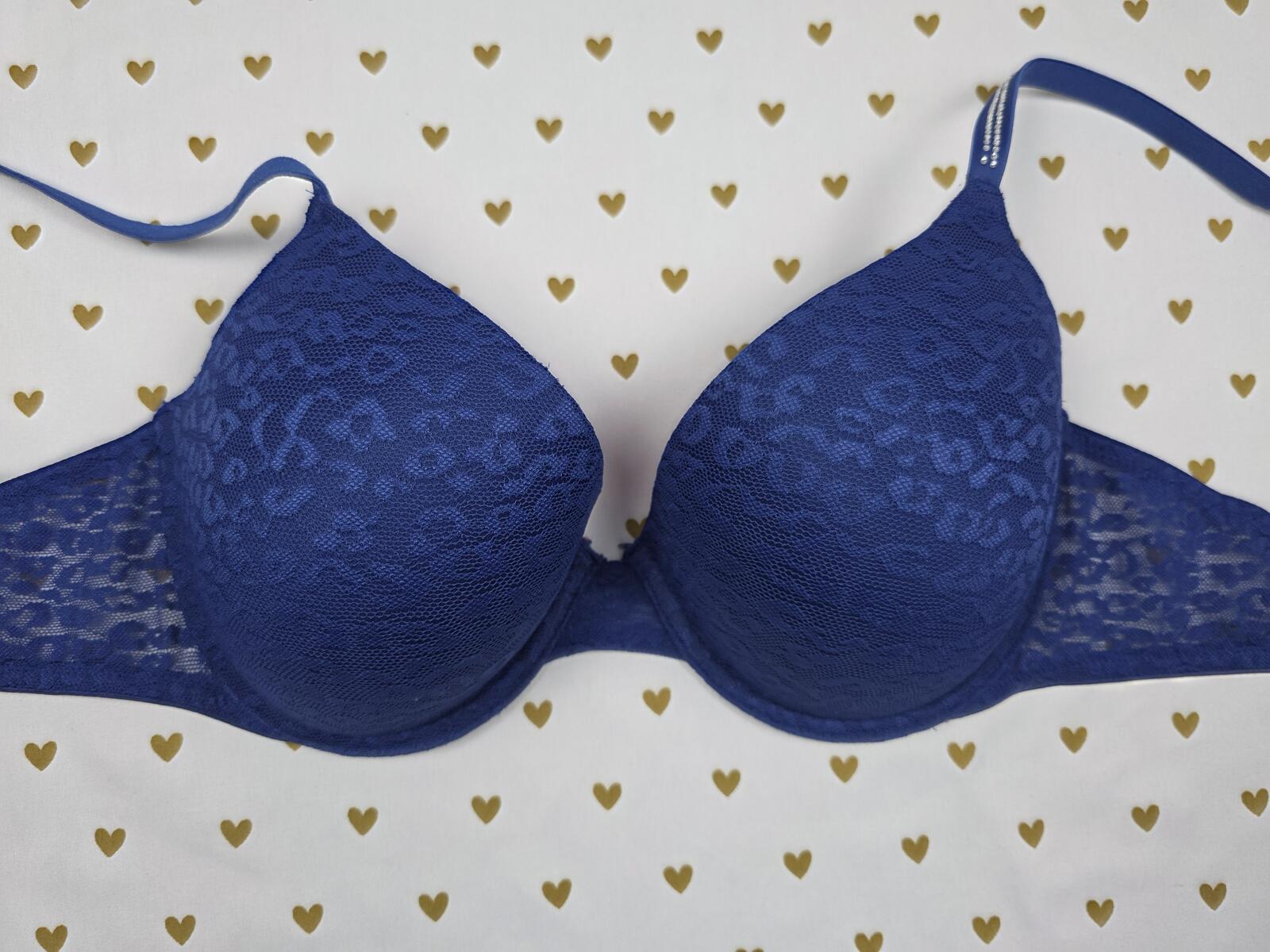 Victorias Secret PINK Bling Strap Studded leopard cheetah Bra Push Up 38C