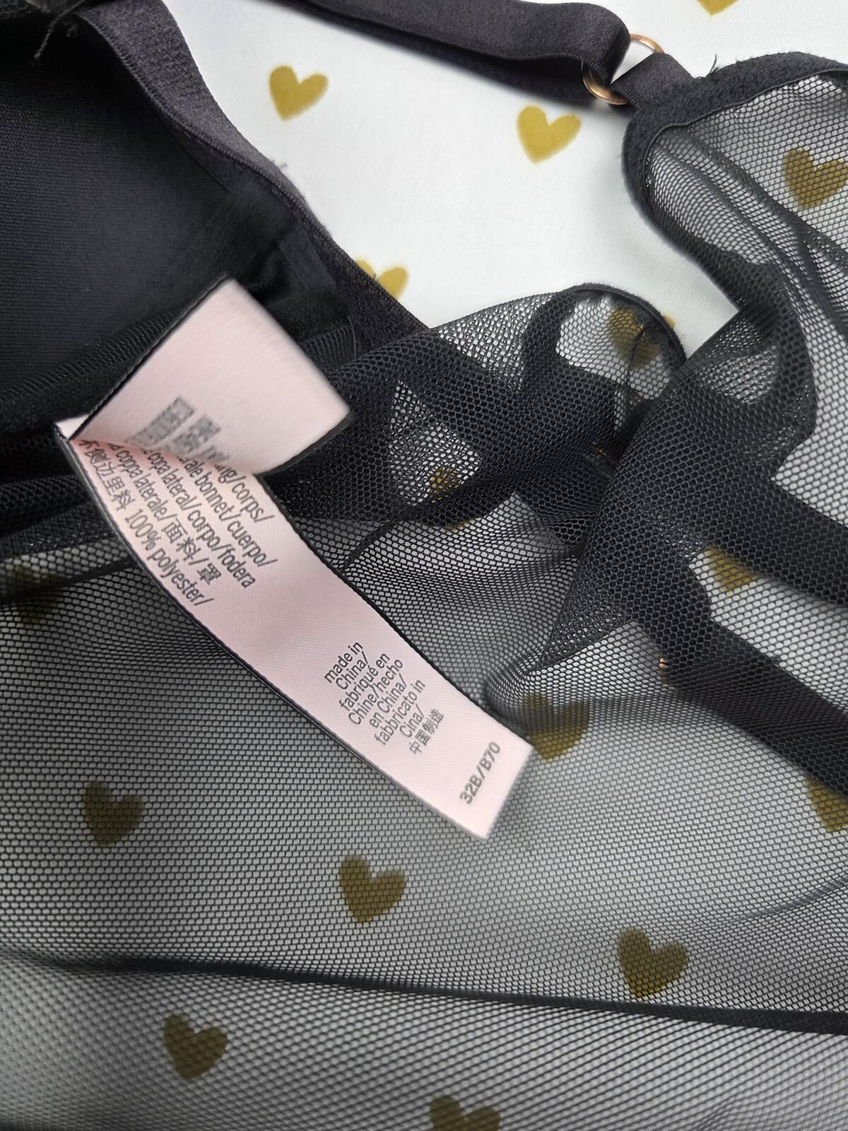 Victorias Secret Black Satin 32B Corset Top Lingerie Garter Straps Underwire