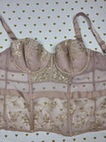 Victorias Secret Sheer 36D Push Up Corset Top Caged Tank Strappy