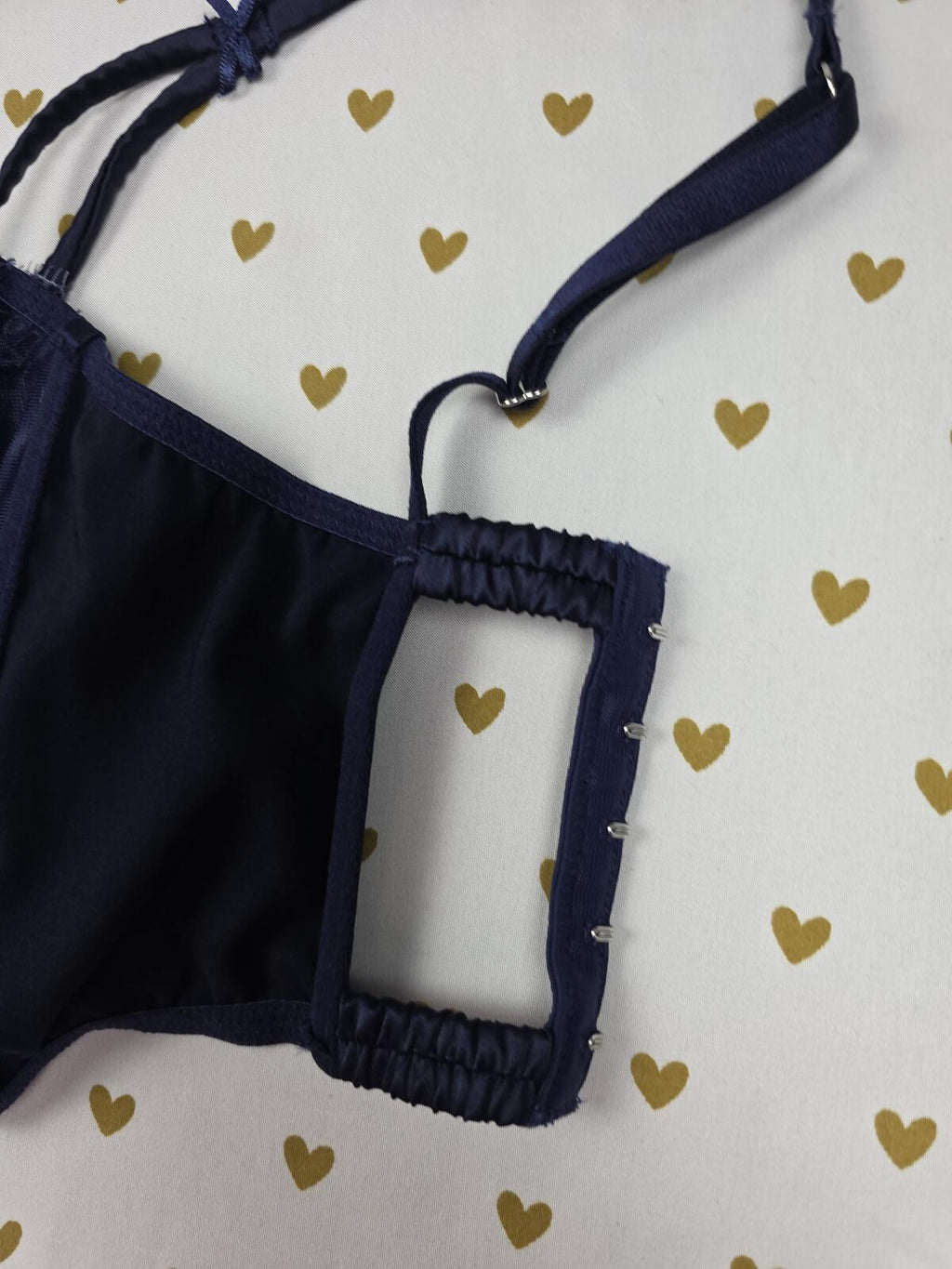 Victorias Secret Blue Satin Bra Top Bustier DREAM ANGELS unlined Balconette 34C