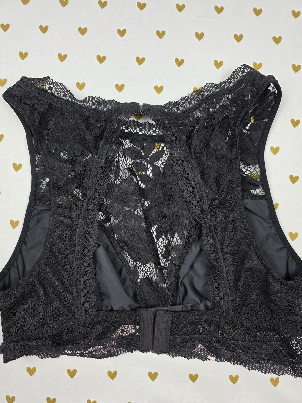 Victorias Secret Black High Line Lace Sexy MEDIUM Bralette Bra Top Tank