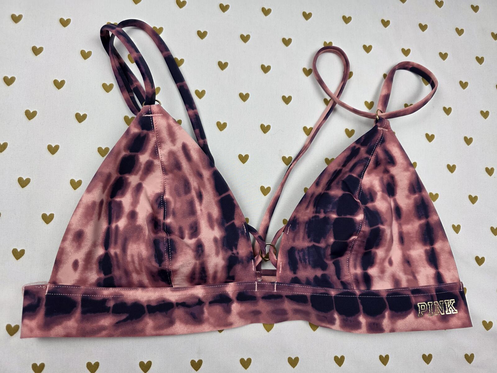 Victorias Secret Pink Bonded Tye Dye Strappy LARGE Bralette Bra Top Tank Sports