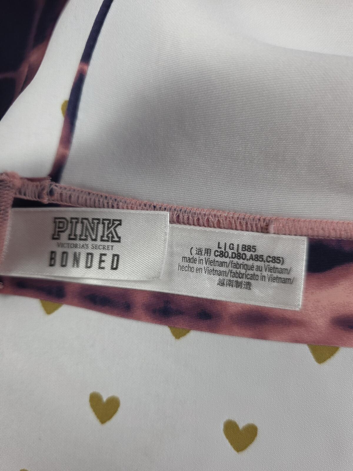 Victorias Secret Pink Bonded Tye Dye Strappy LARGE Bralette Bra Top Tank Sports