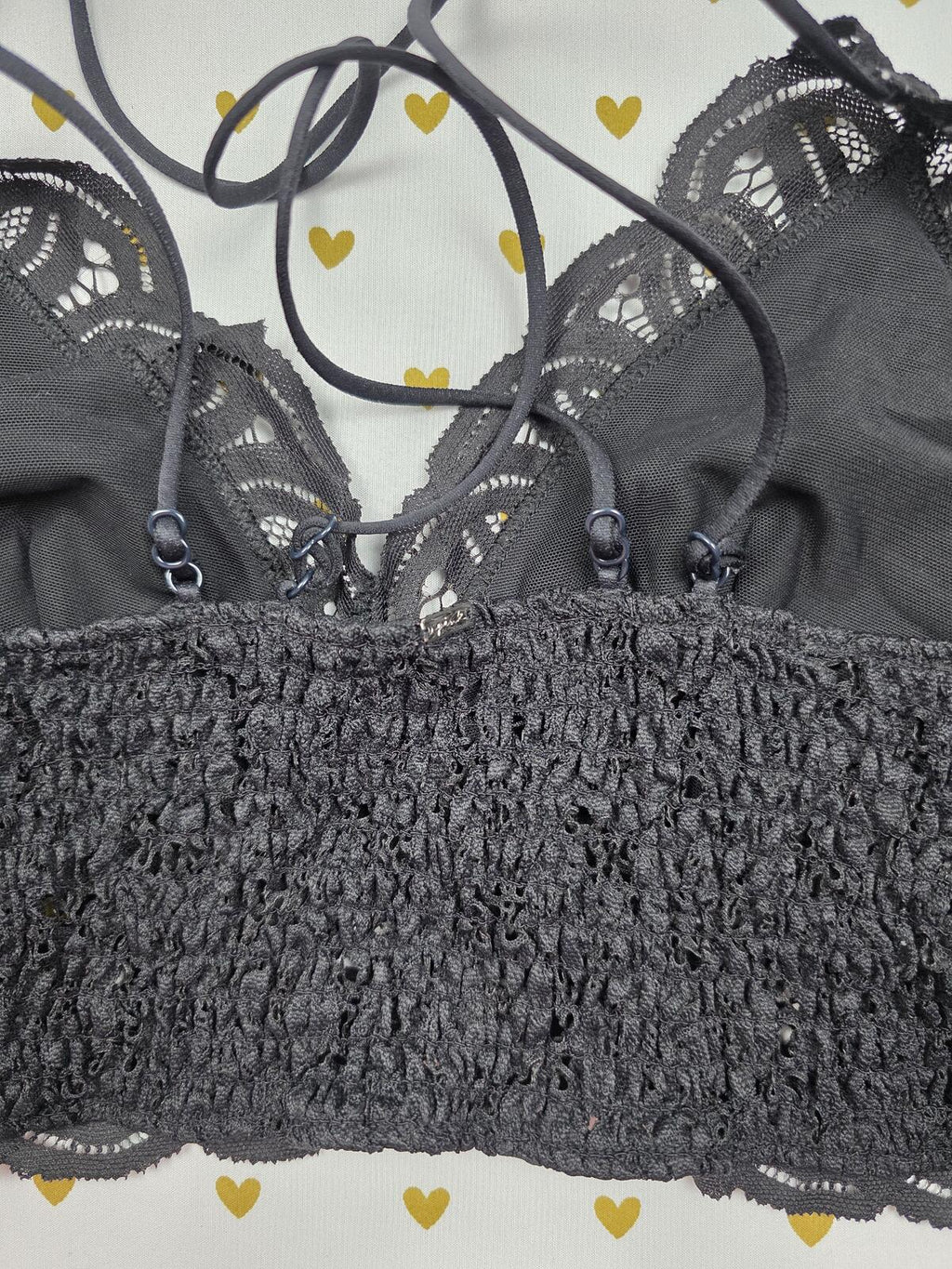 Victorias Secret Pink Black lacey Strappy LARGE Bralette Bra Top Tank