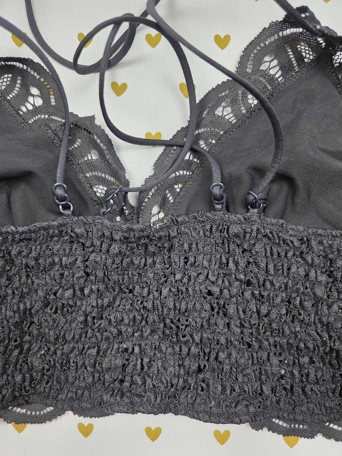 Victorias Secret Pink Black lacey Strappy LARGE Bralette Bra Top Tank
