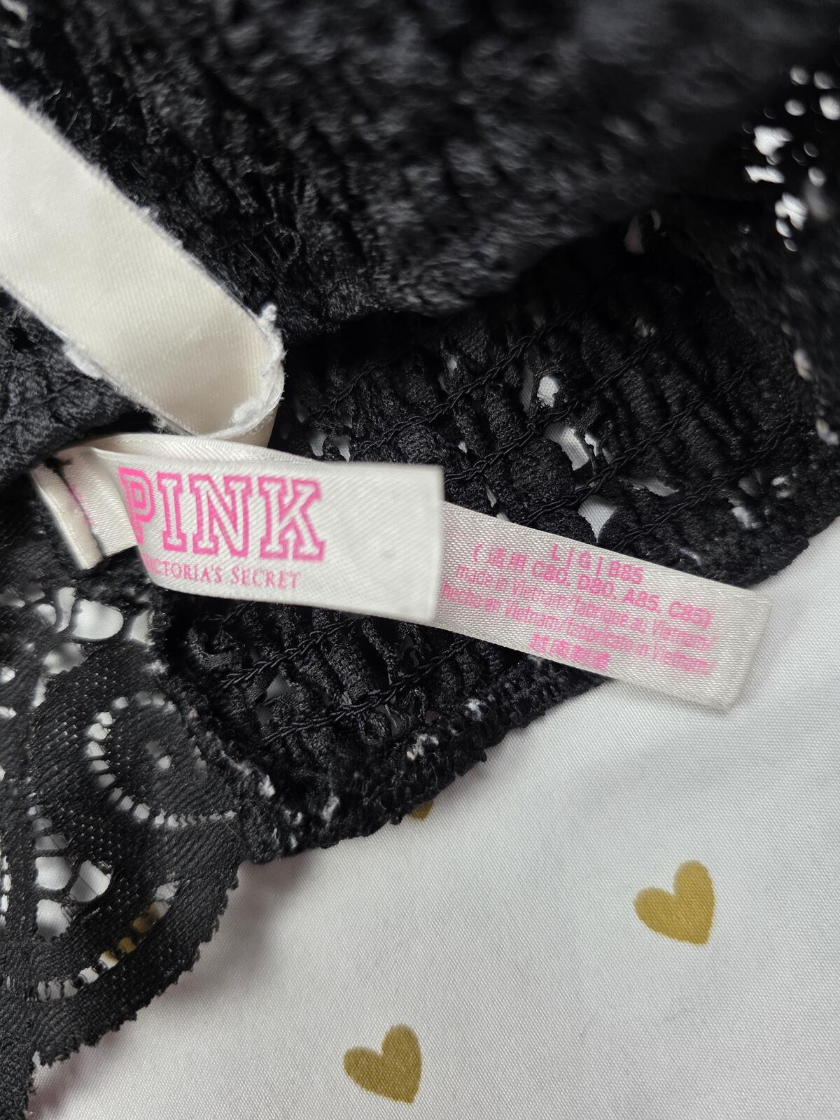 Victorias Secret Pink Black lacey Strappy LARGE Bralette Bra Top Tank