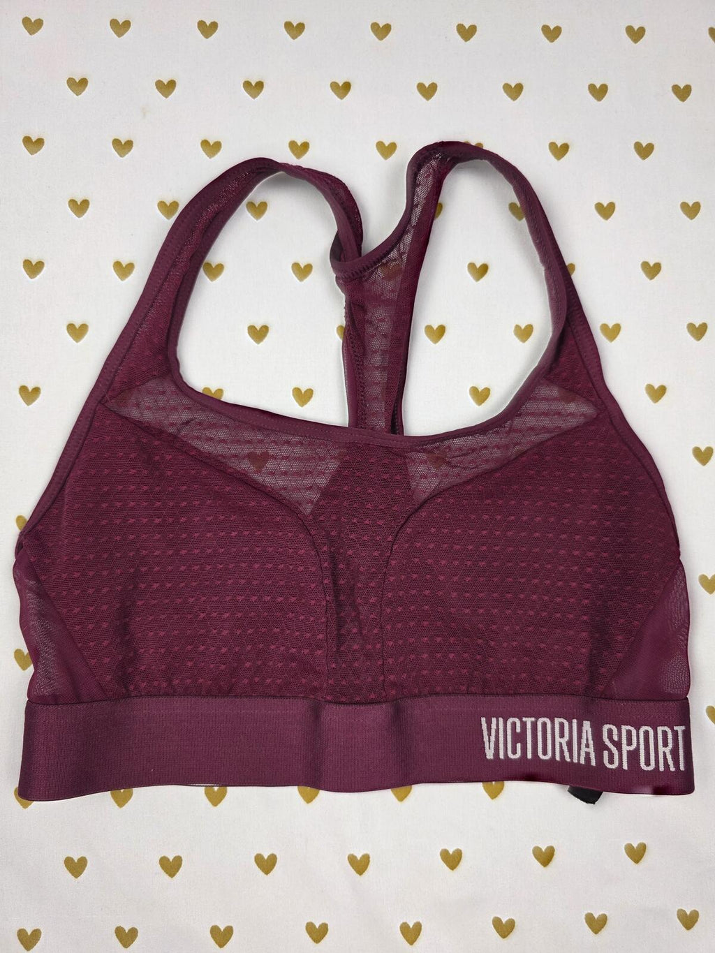Victorias Secret Polka Dot Sports Bra SMALL Maroon Bralette Bra Top Tank