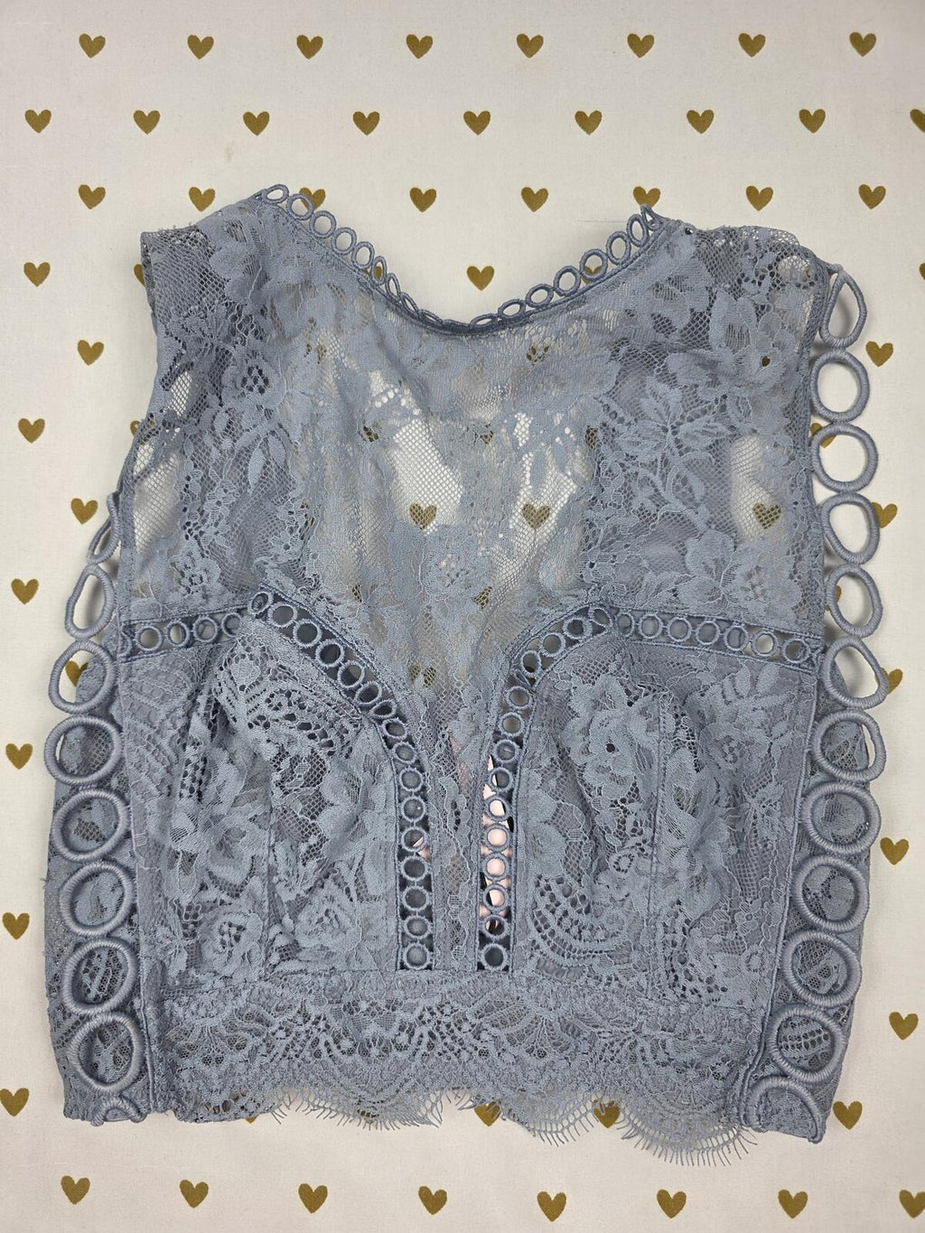 Victorias Secret Blue Small High Line Lace Bralette Bra Top Tank