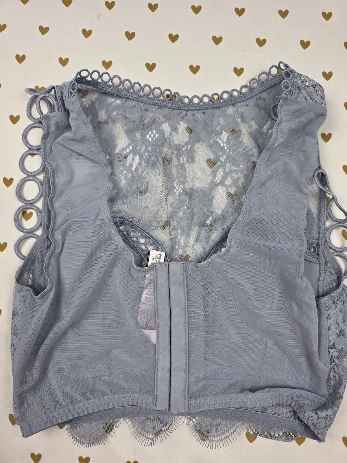 Victorias Secret Blue Small High Line Lace Bralette Bra Top Tank