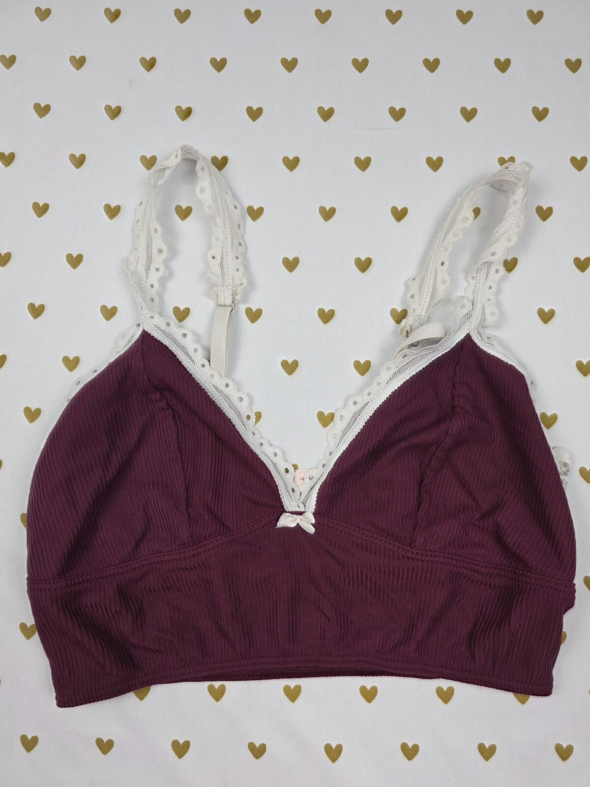 Victorias Secret Small Maroon Lace Accent Soft Bralette Bra Top Tank