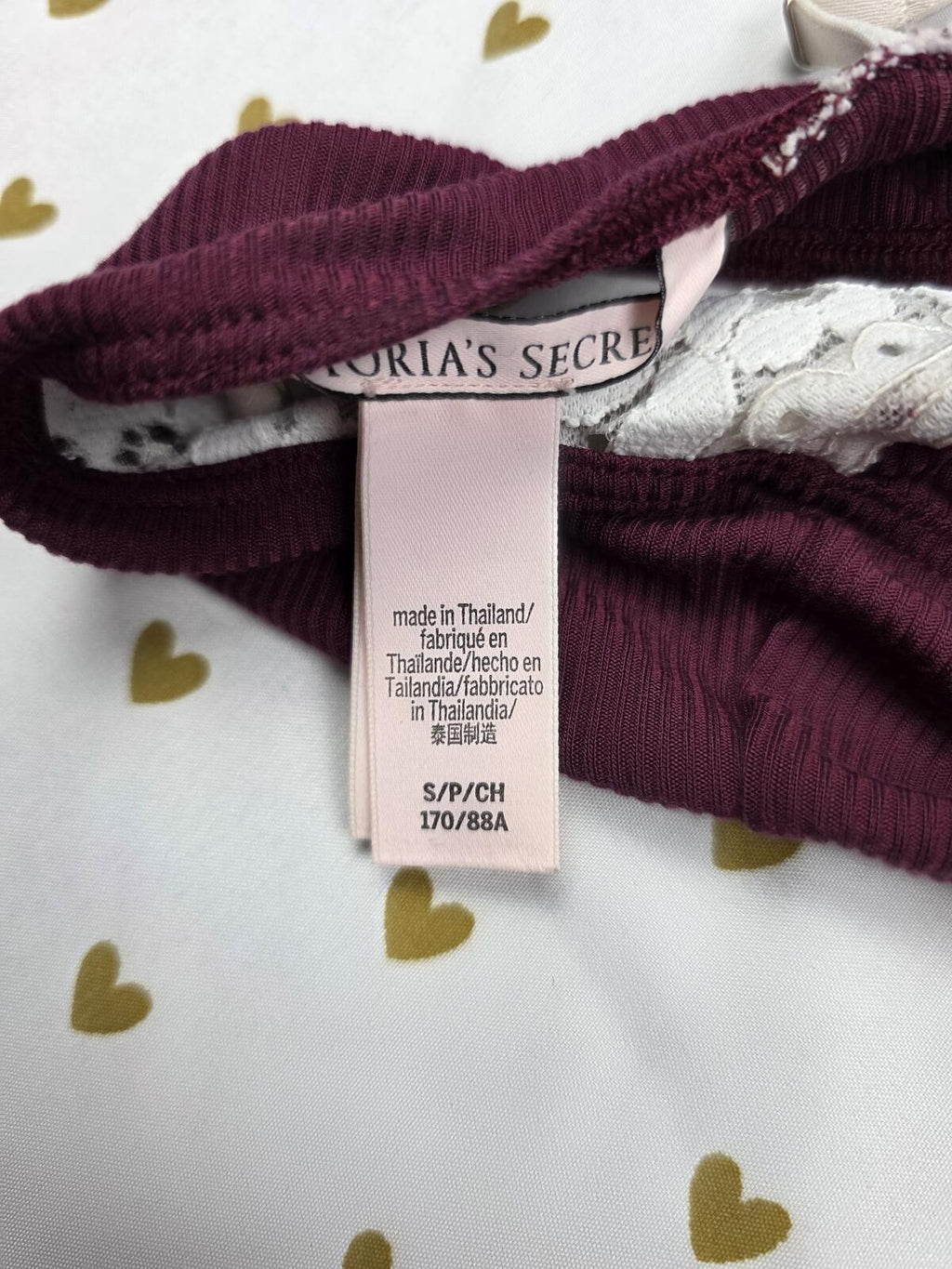 Victorias Secret Small Maroon Lace Accent Soft Bralette Bra Top Tank