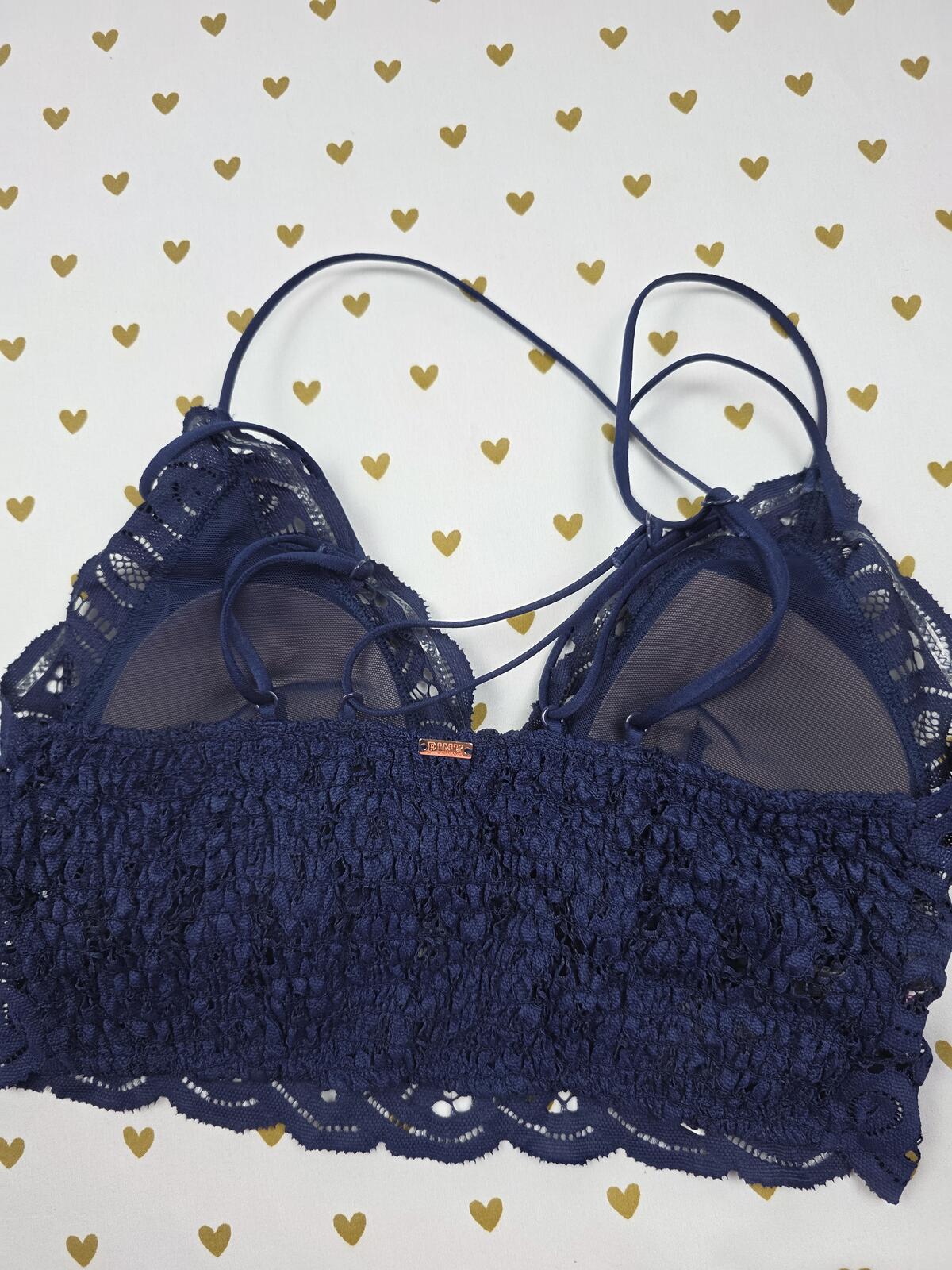 Victorias Secret Pink Blue Lace Strappy Small  Bralette Bra Top Tank
