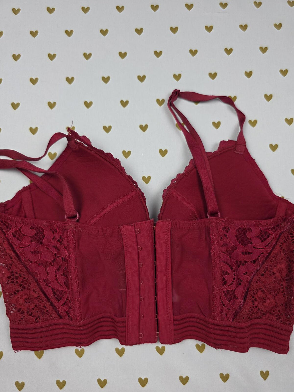 Victorias Secret red Lace Bra Top Corset Bustier Push Up 34B