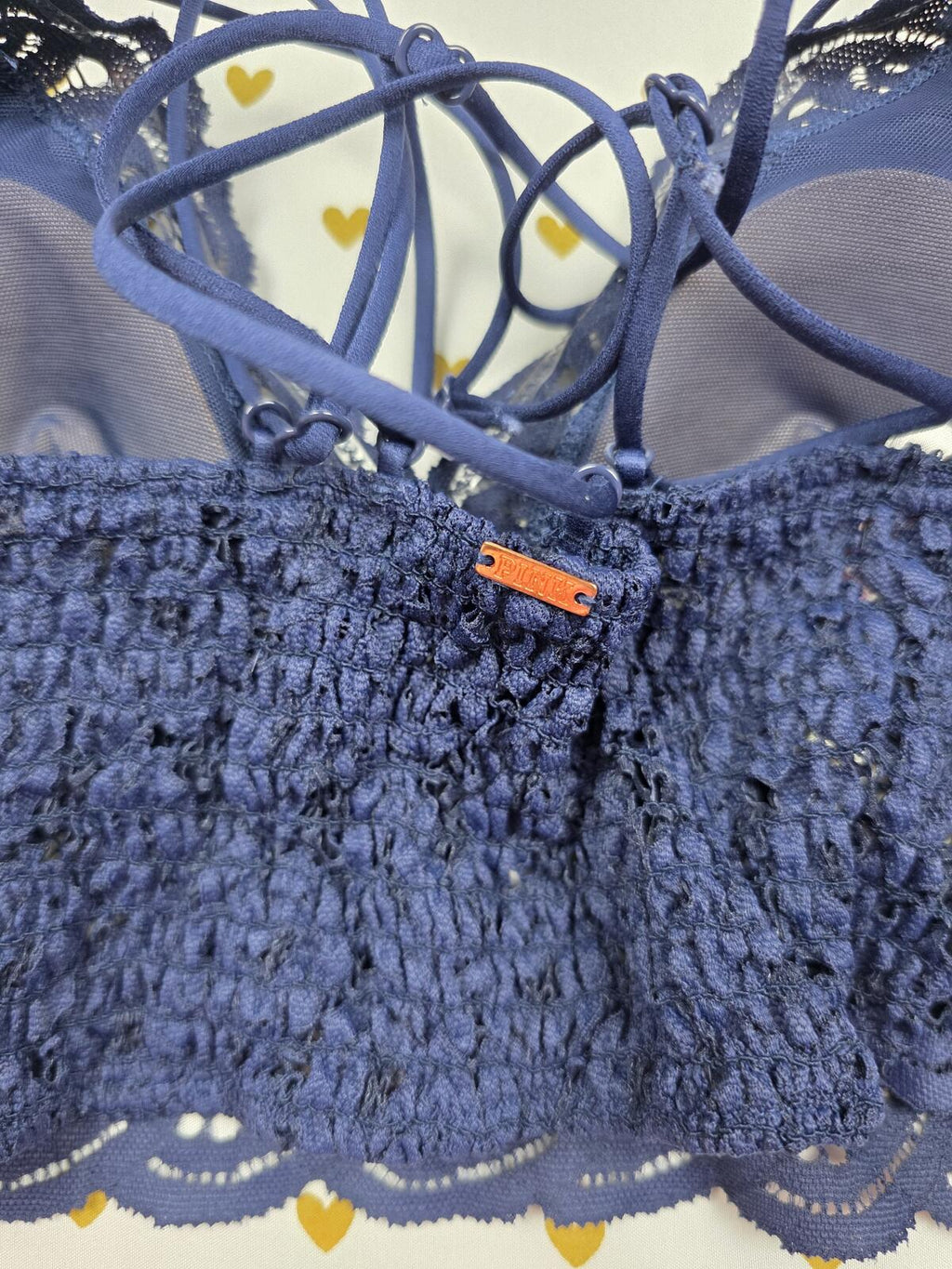 Victorias Secret Pink Blue Lacey Strappy SMALL Bralette Bra Top Tank