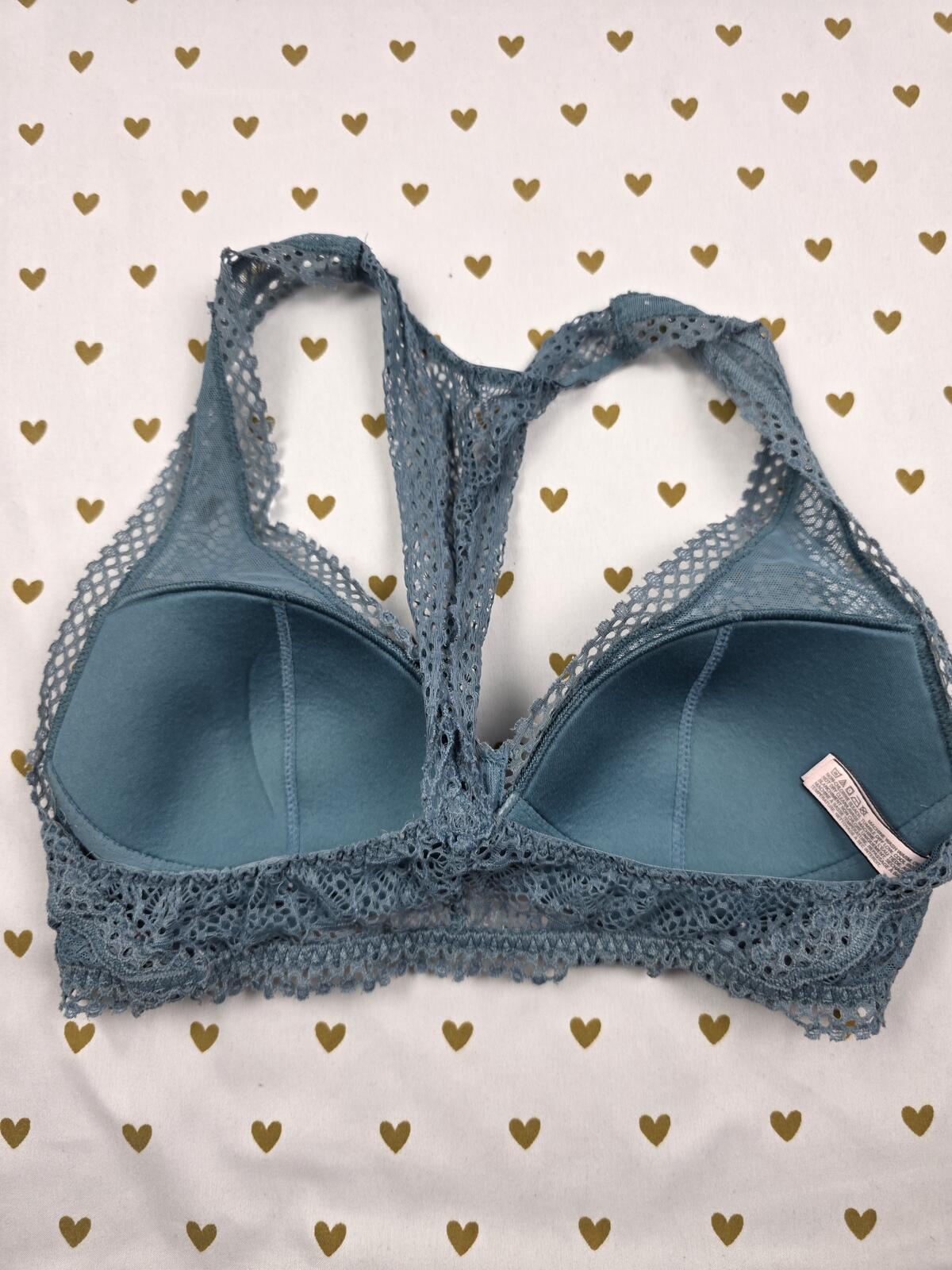 Victorias Secret Blue Racerback Lace XS Bralette Bra Top Tank