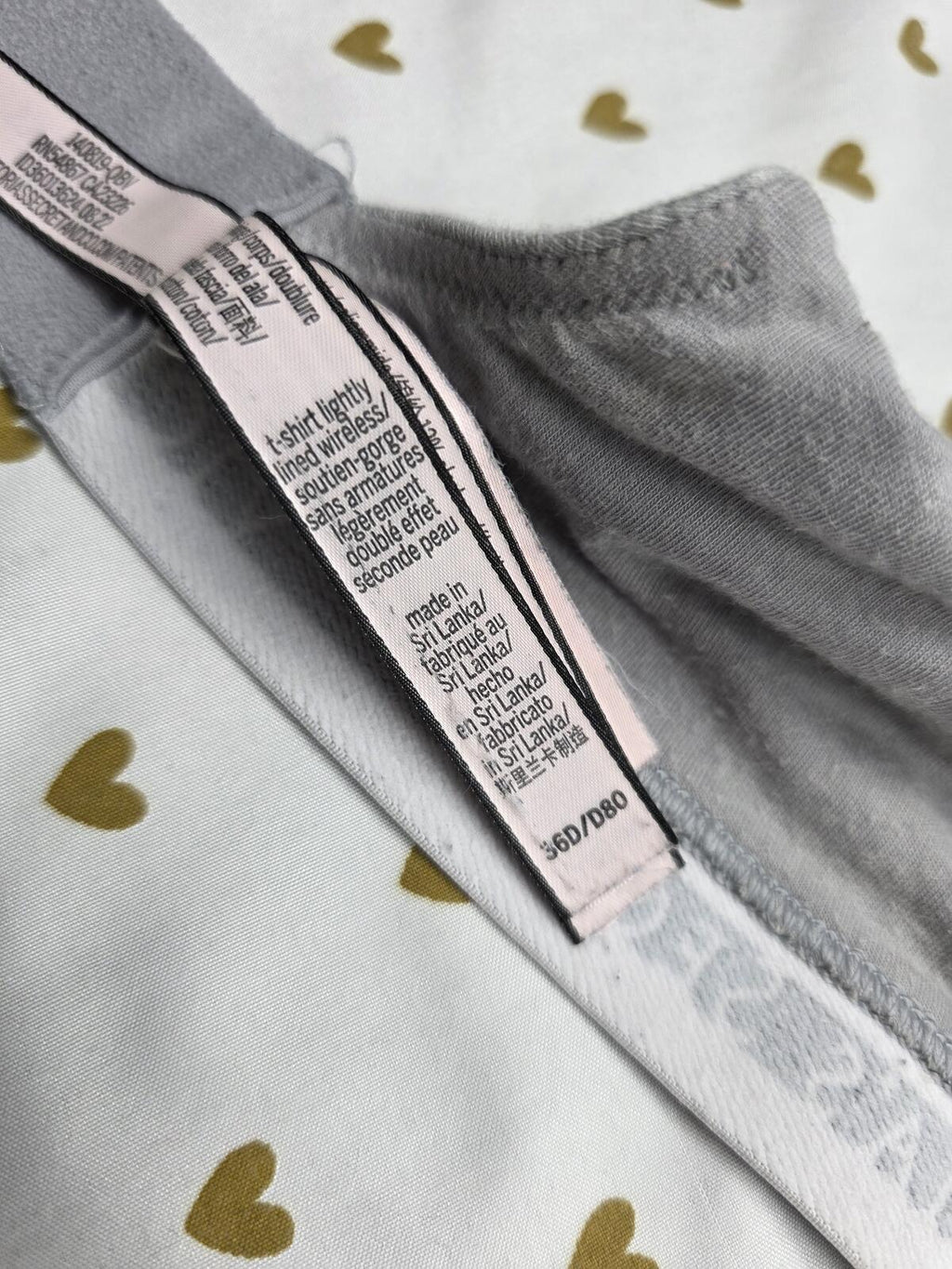 Victorias Secret Grey Logo strap wireless grey  T shirt Lightly lined bra 36D