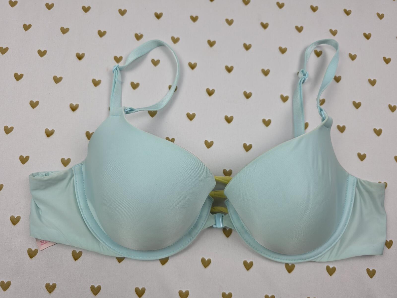Victorias Secret Front Close Ladder back Cute Blue 36B Lined demi bra