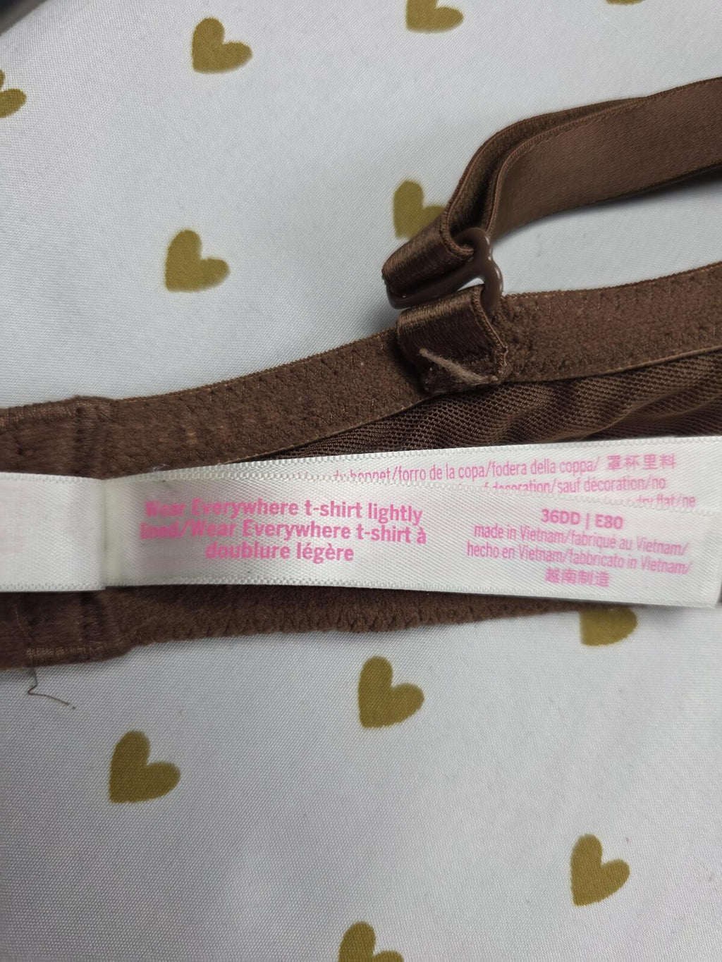 Victorias Secret PINK Brown Wear Everywhere T Shirt lightly Lined Bra 36DD