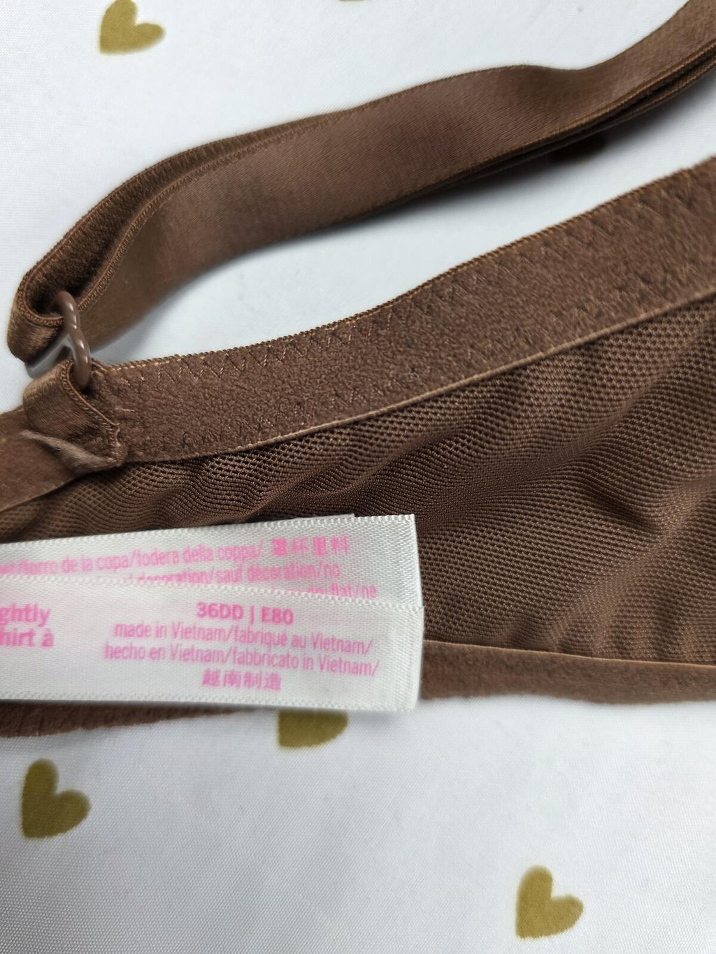 Victorias Secret PINK Brown Wear Everywhere T Shirt lightly Lined Bra 36DD