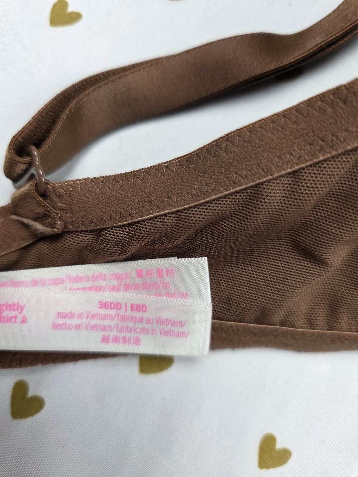 Victorias Secret PINK Brown Wear Everywhere T Shirt lightly Lined Bra 36DD