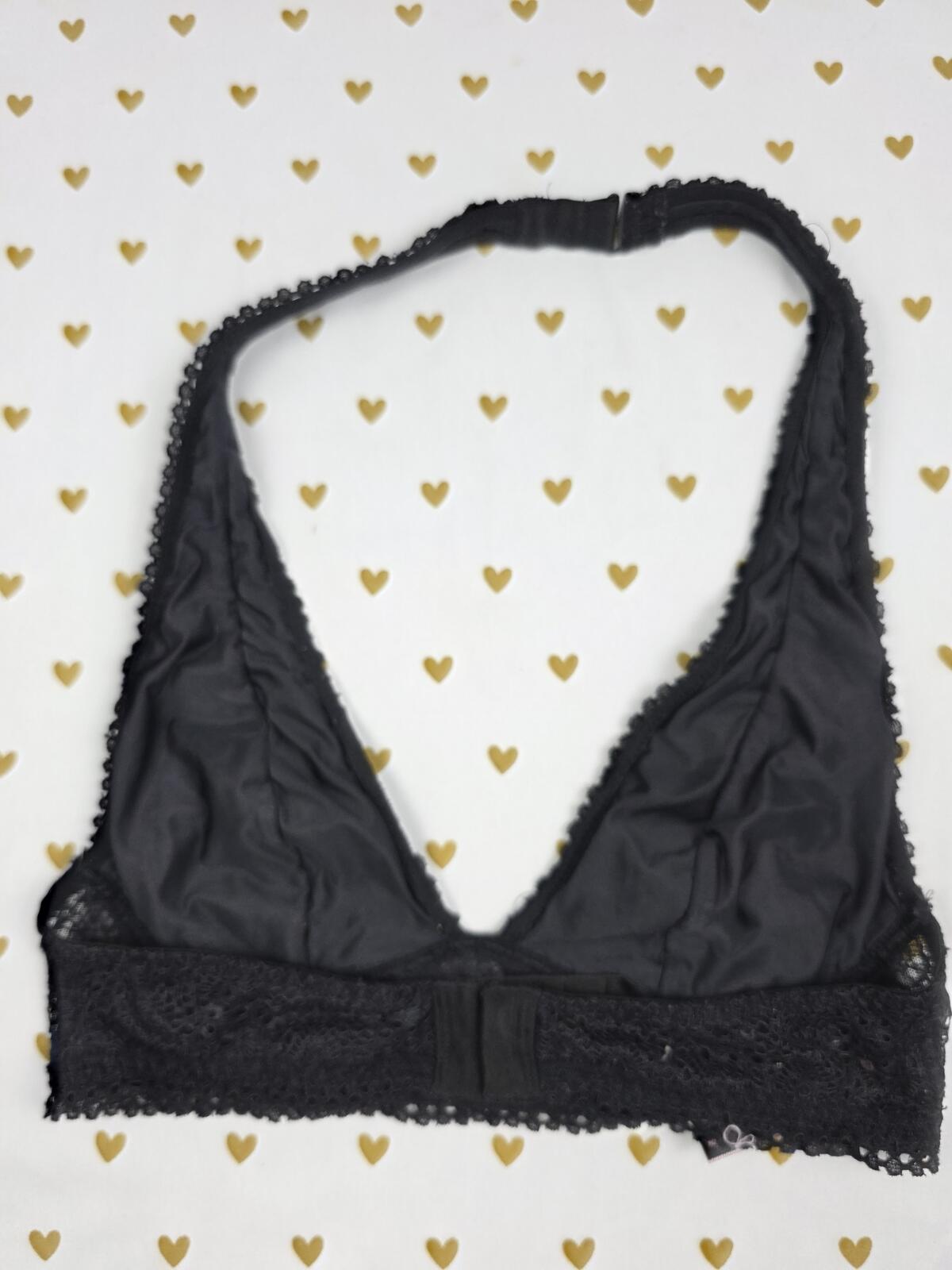 Victorias Secret Black Lace Halter XS Bralette Bra Top Tank