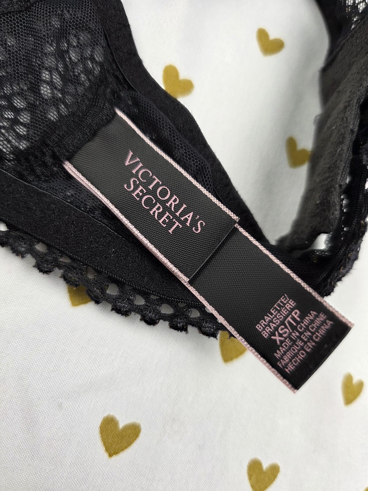 Victorias Secret Black Lace Halter XS Bralette Bra Top Tank