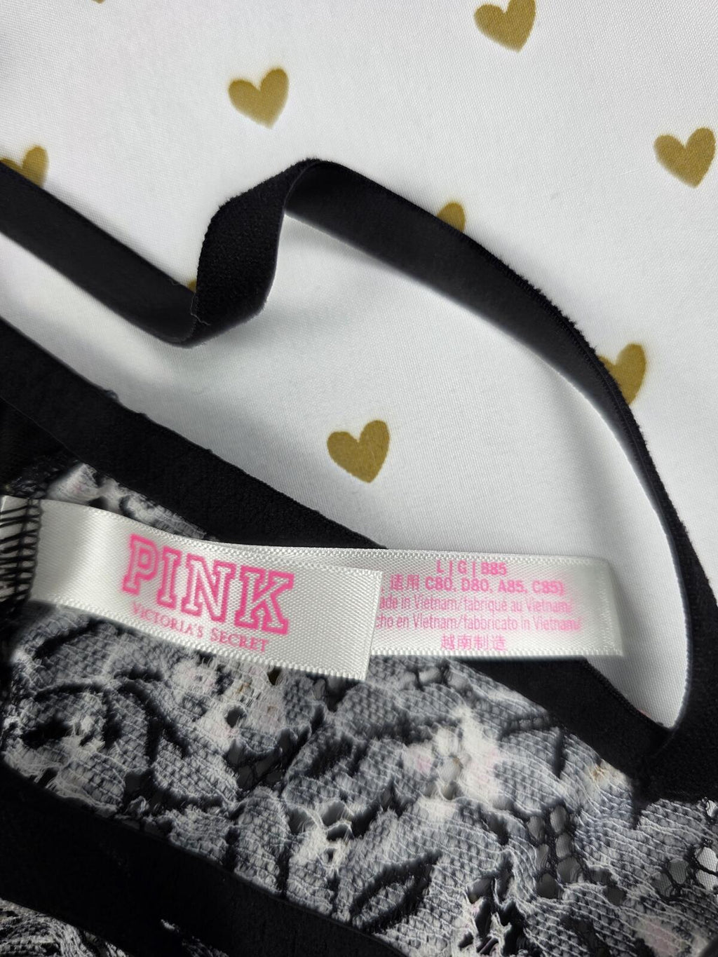 Victorias Secret Pink Lace Cute Floral LARGE Bralette Bra Top Tank