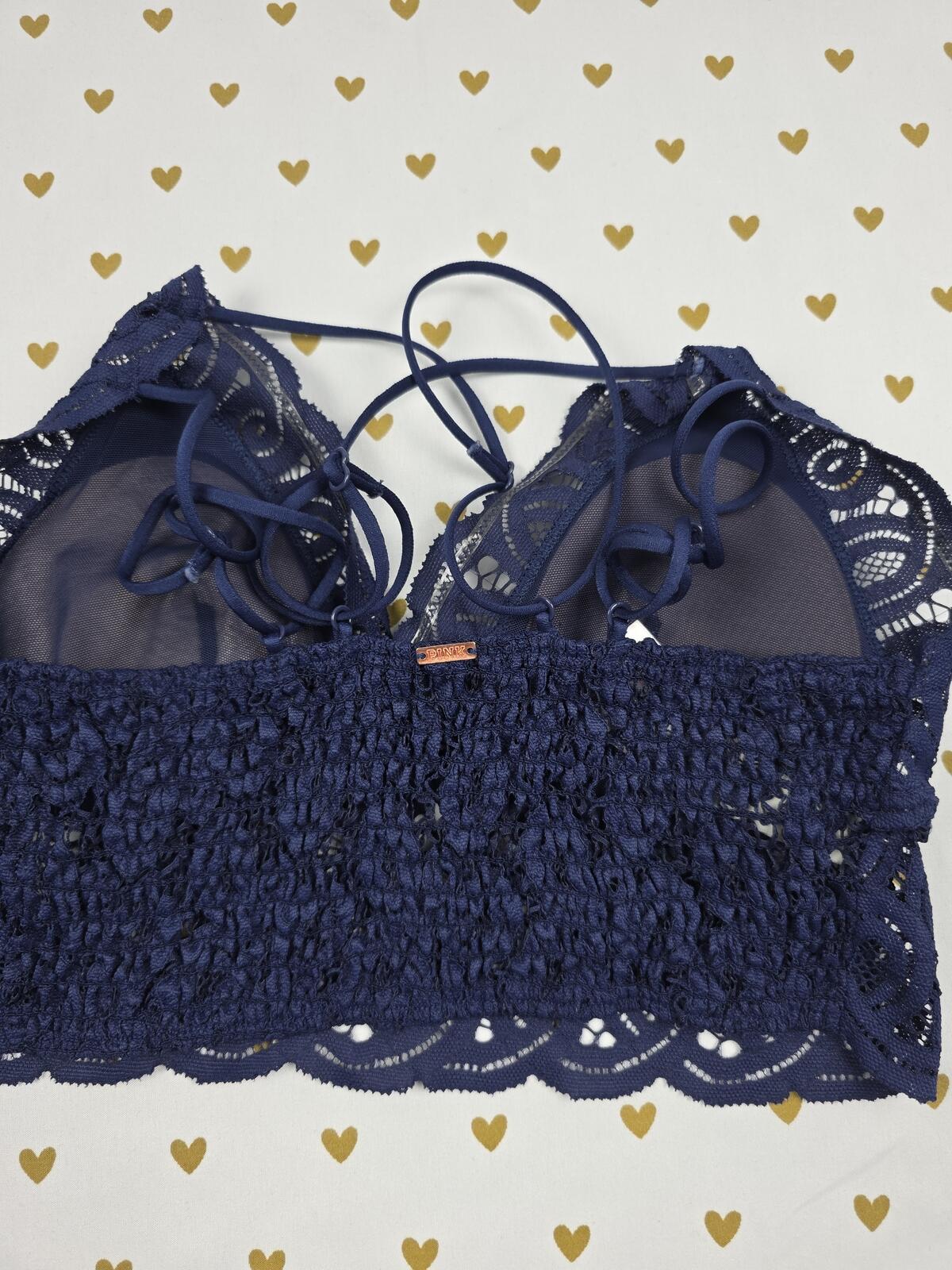 Victorias Secret Pink Blue lace caged small Bralette Bra Top Tank