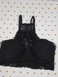 Victorias Secret Pink Black stretch medium formed cup Bralette Bra Top Tank