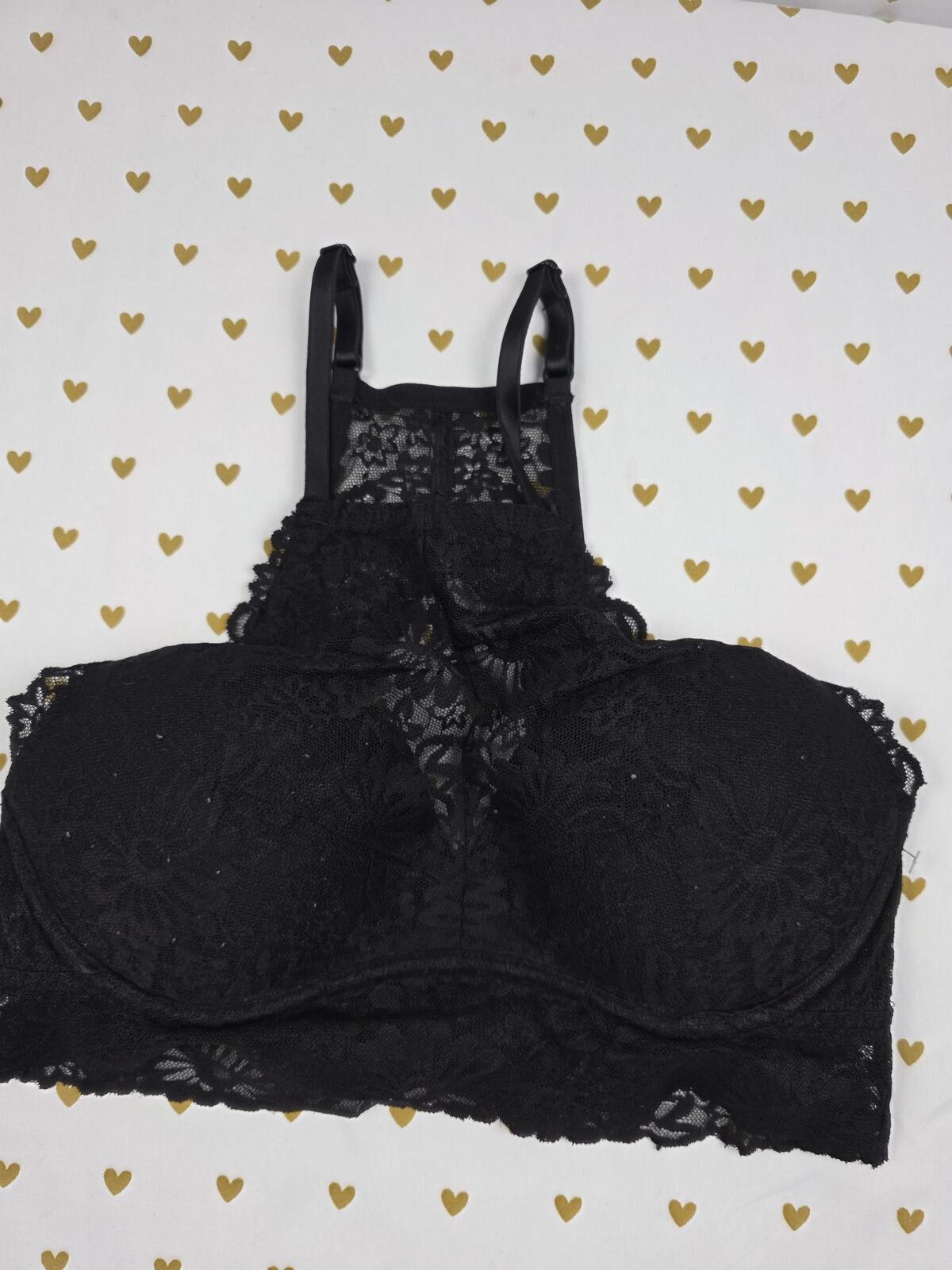 Victorias Secret Pink Black stretch medium formed cup Bralette Bra Top Tank