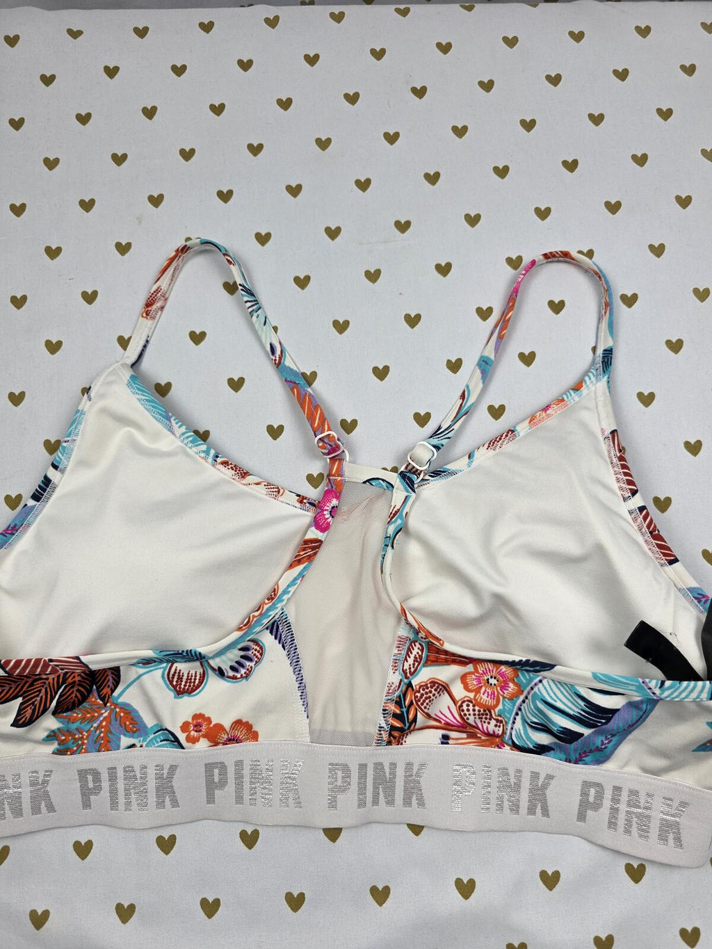 Victorias Secret Pink Floral Sports Bra XL Bralette Bra Top Tank