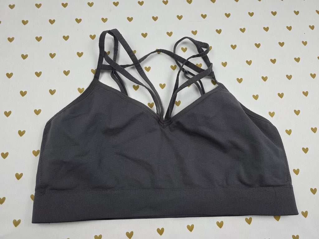 Victorias Secret Pink Grey Stretchy Sports Bra Large Bralette Bra Top Tank