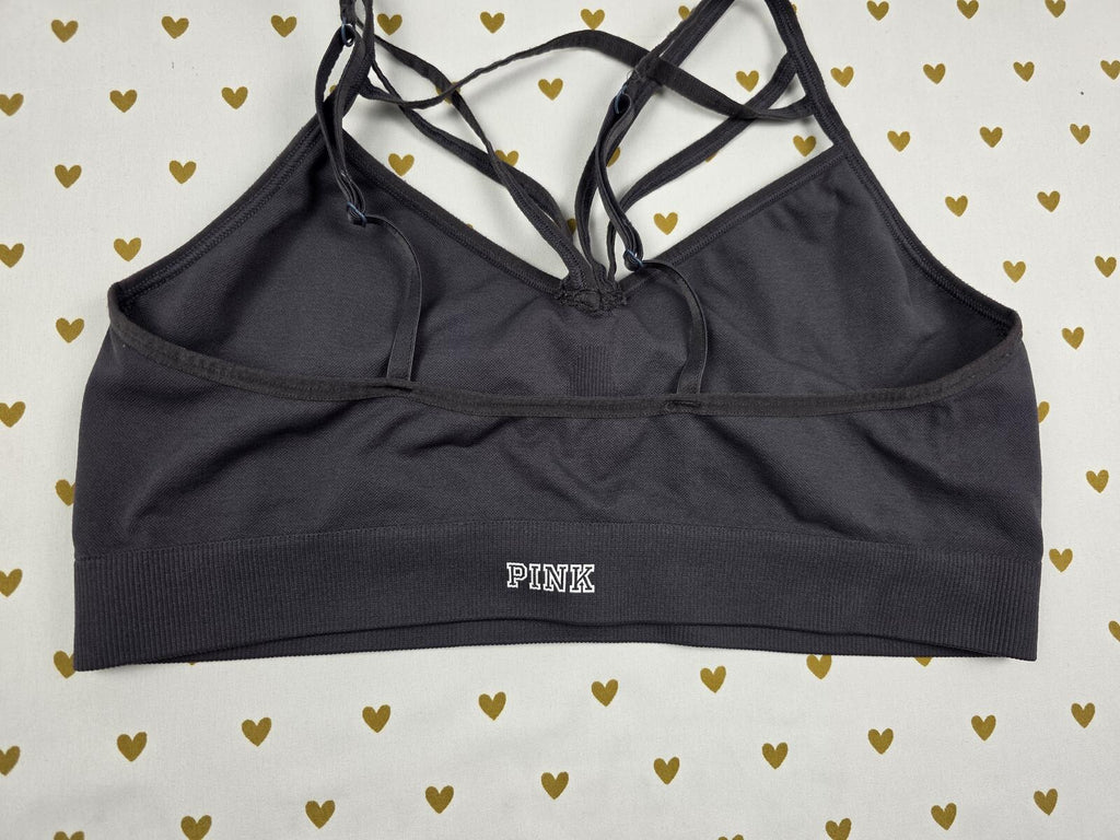 Victorias Secret Pink Grey Stretchy Sports Bra Large Bralette Bra Top Tank