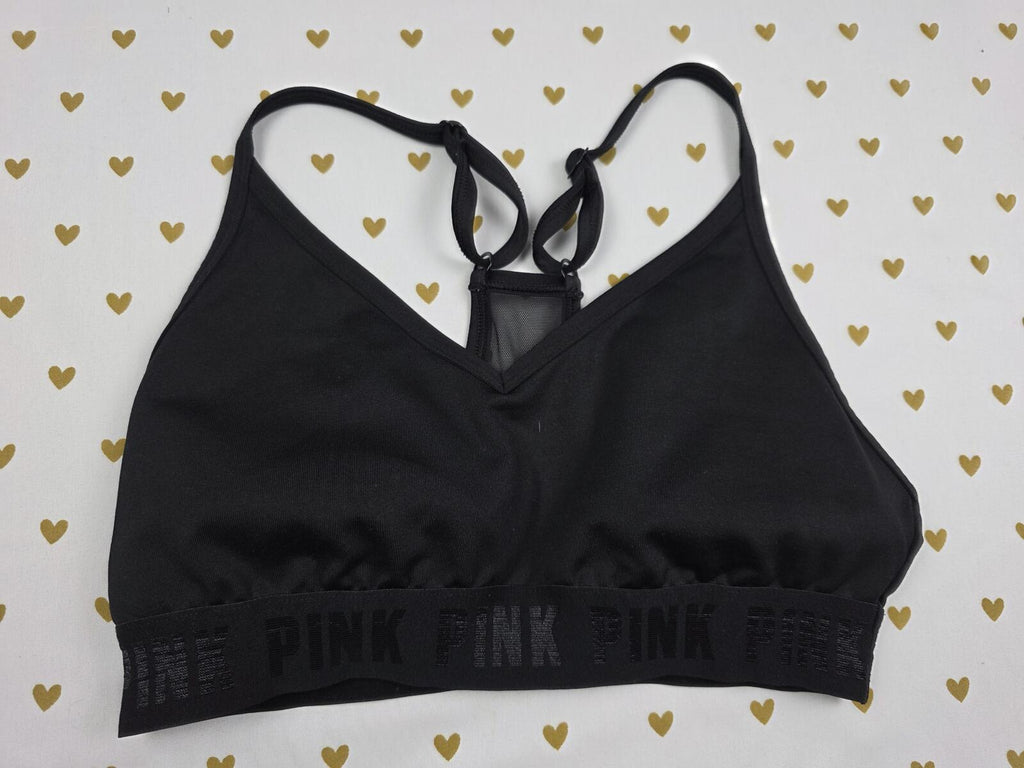Victorias Secret Pink Black Active Sports Bra SMALL  Bralette Bra Top Tank