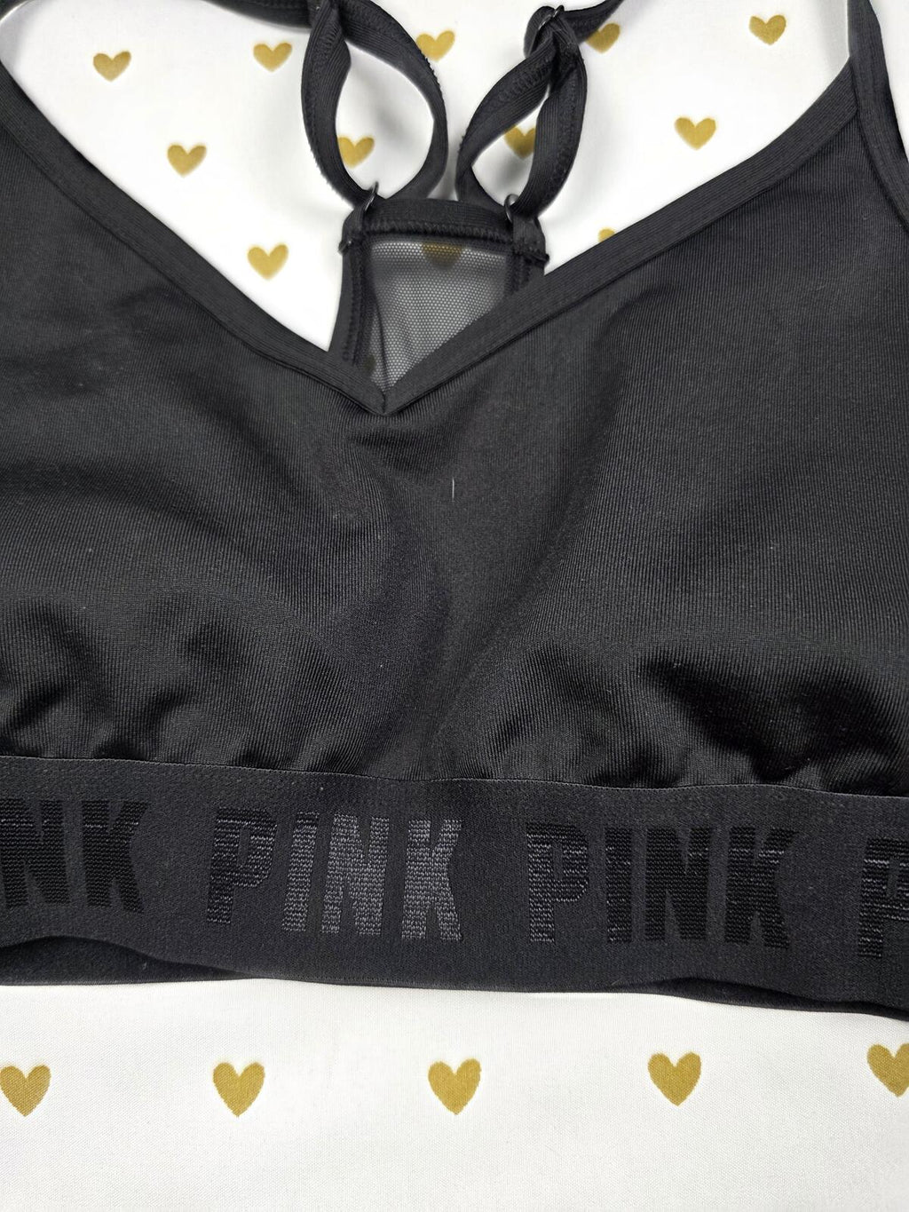 Victorias Secret Pink Black Active Sports Bra SMALL  Bralette Bra Top Tank